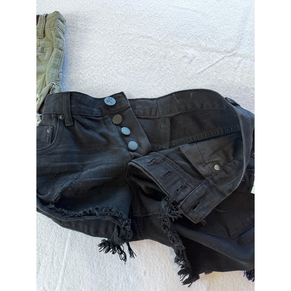 2 pair One Teaspoon Shorts Sm 27 Denim Distressed Bandits Sailor Cut Off *READ* - Picture 10 of 16